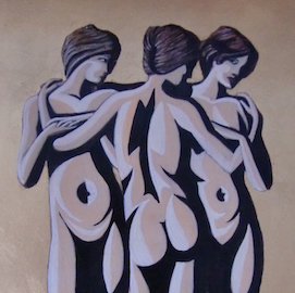 Le tre grazie, dipinto su supporto ligneo e gesso 30X20 eseguito con tempera all'uovo e foglia d'oro - Thumbs