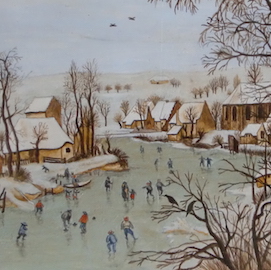 Paesaggio invernale - copia di Bruegel, dipinto su supporto ligneo e gesso 30x20 - eseguito con tempera all'uovo - Thumbs