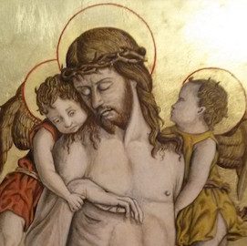 Pietà, Icona eseguita su supporto ligneo e gesso 30x40 dipinta con tempera all'uovo e foglia d'oro, interpretazione da Carlo Crivelli - Thumbs