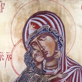 Madonna Odigitria, Icona eseguita su supporto ligneo dipinta con tempera all'uovo e foglia d'oro. - Thumbs