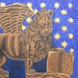 Leone S.Marco Interpretazione del Leone di Venezia Serenissima - icona eseguita con tempera su supporto ligneo - Thumbs